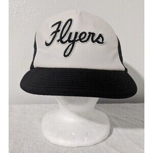 Vintage Philadelphia Flyers Script Hat Black White Universal Tag NHL Snapback